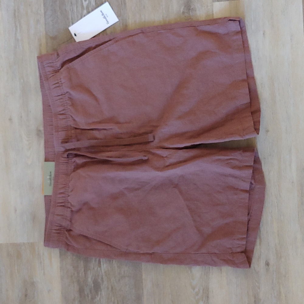 NWT Goodfellow & Co Men's Linen Blend Pull Up Everyday Shorts Brown Size S